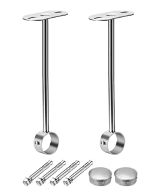 MACHSWON 25mm Ceiling Mount Wardrobe Pipe Bracket, Stainless Steel, 2PCS