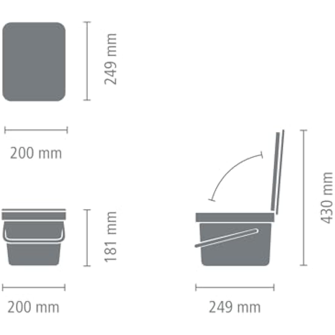Brabantia Food Waste Bin – 6L Kitchen Compost Caddy with Wall Mount