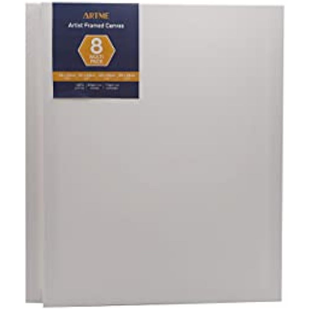 Artme Pre-Stretched Cotton Canvas Set - 8pcs Assorted Sizes - 280GSM