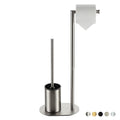 BVL Stainless Steel Free Standing Toilet Roll Holder with Brush