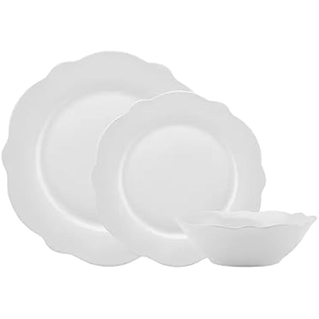 Karaca Daisy 12-Piece White Porcelain Dinner Set for 4 People
