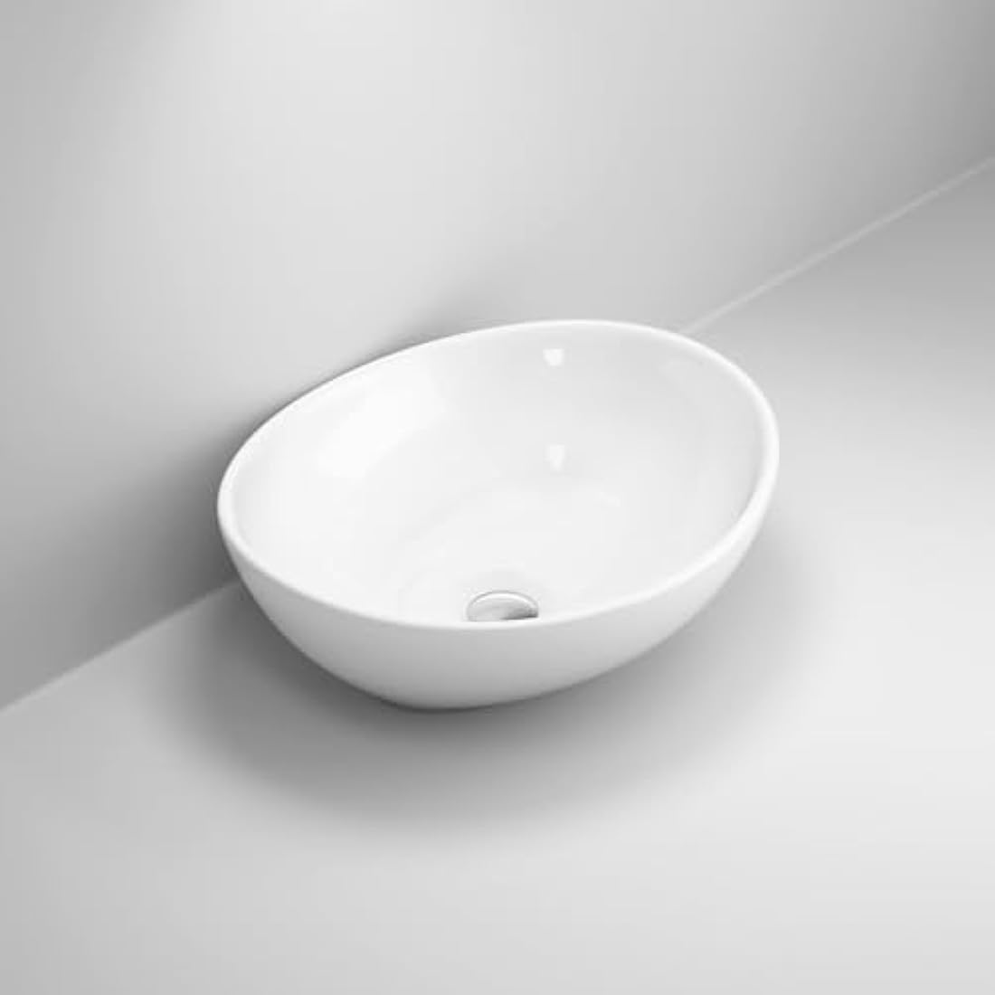 Oval Countertop Basin – Modern White Vitreous China Sink