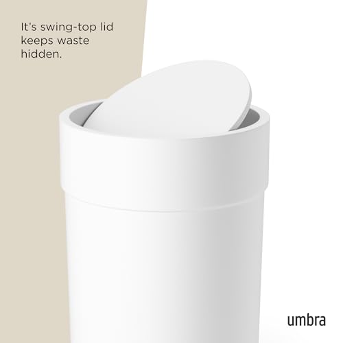Umbra Touch Waste Bin with Lid – Modern White Plastic Trash Can