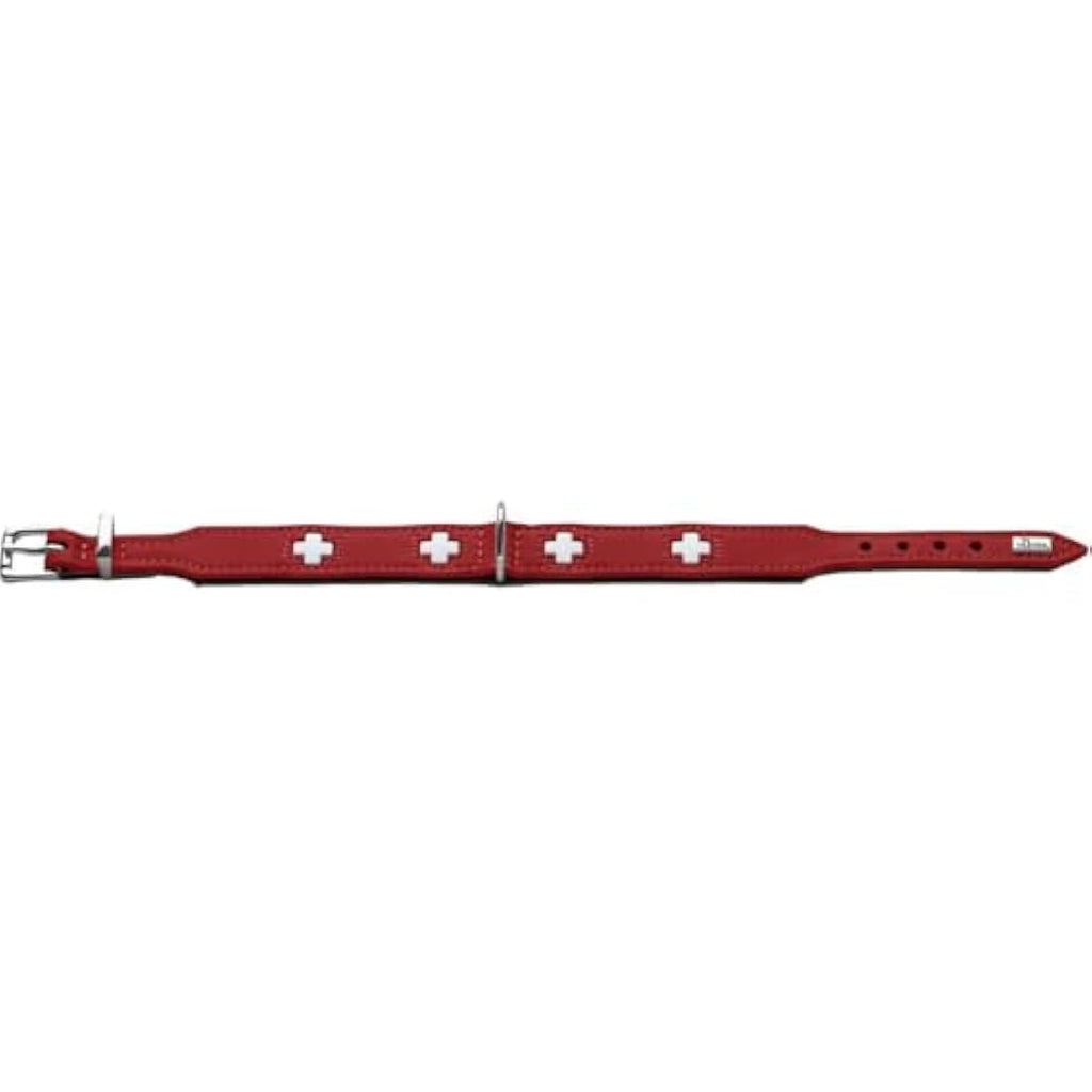 Hunter Organic Leather Dog Necklace – Red / Black D-Buckle (47-54cm)