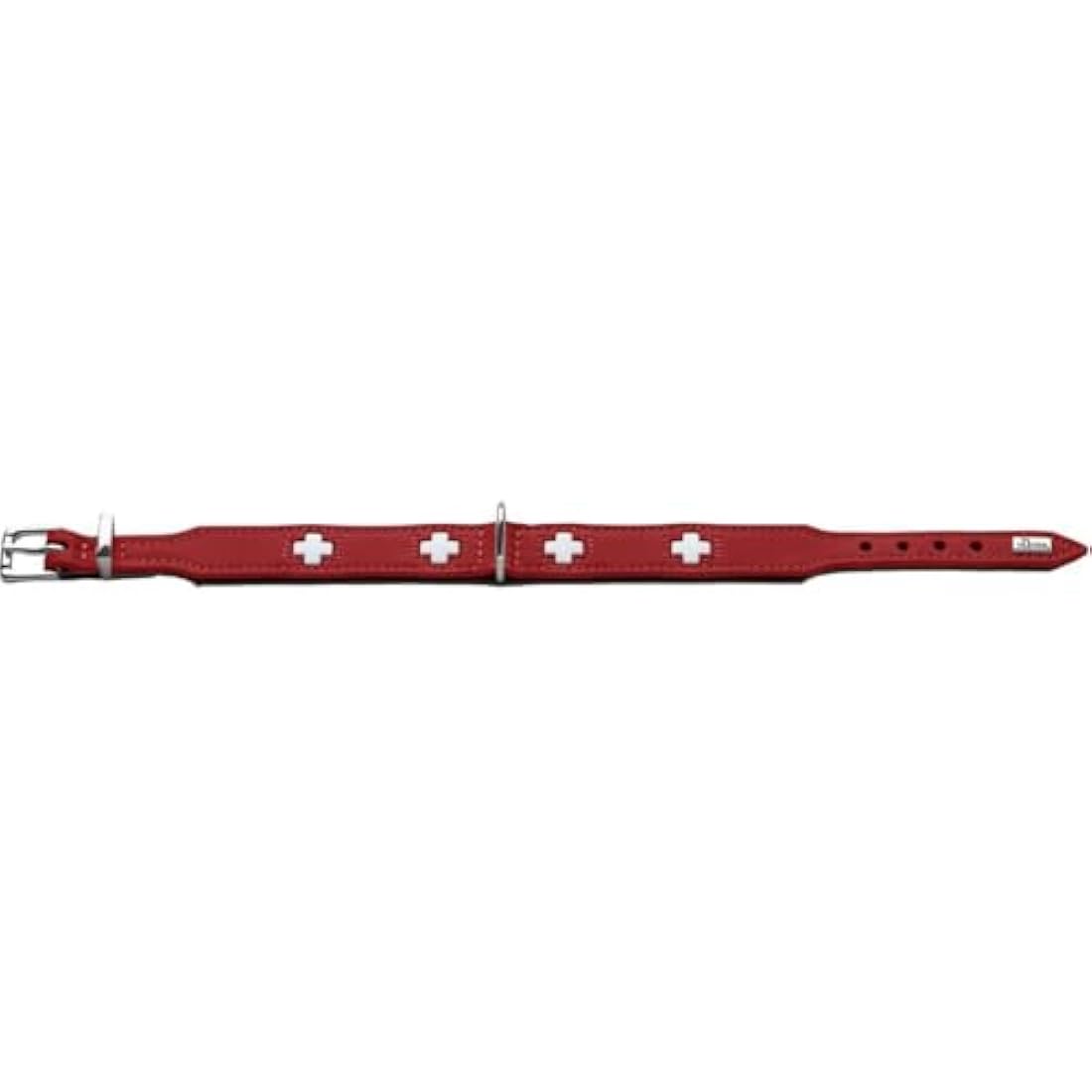 Hunter Swiss Organic Leather Dog Collar – Padded Red/Black, 61-68.5 cm