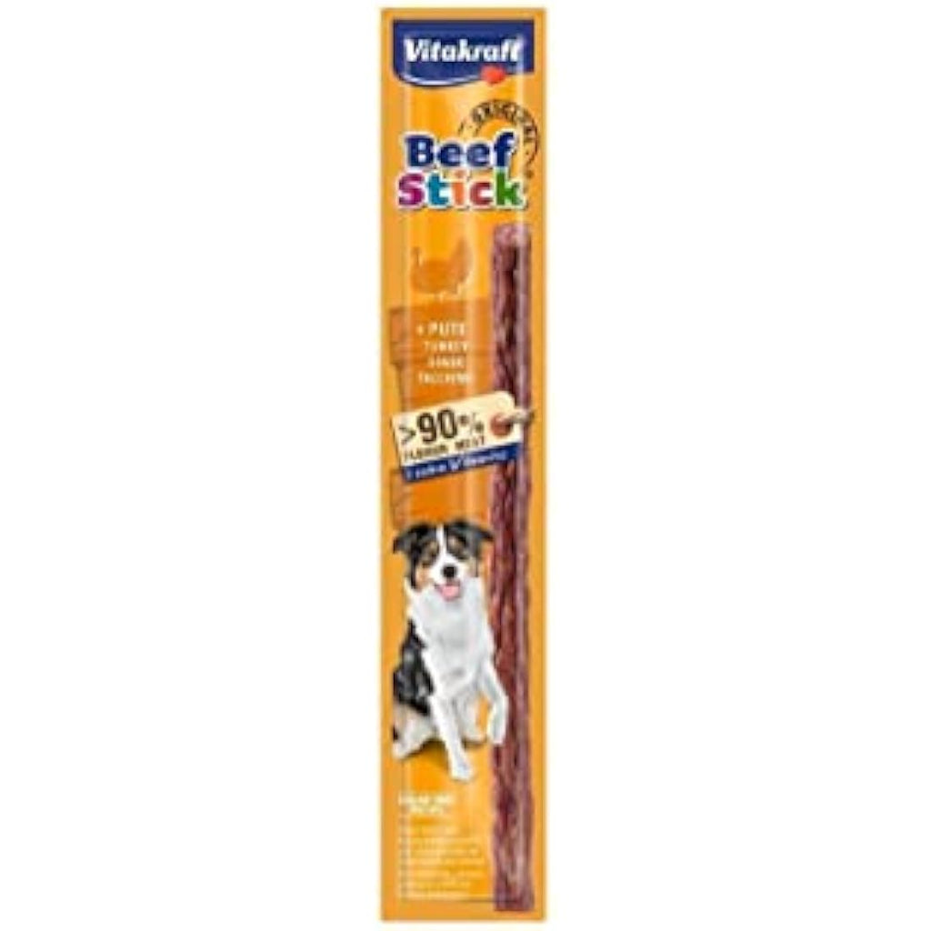 Vitakraft Beef Stick Original Turkey Dog Treats - 50 x 12g Bulk Pack