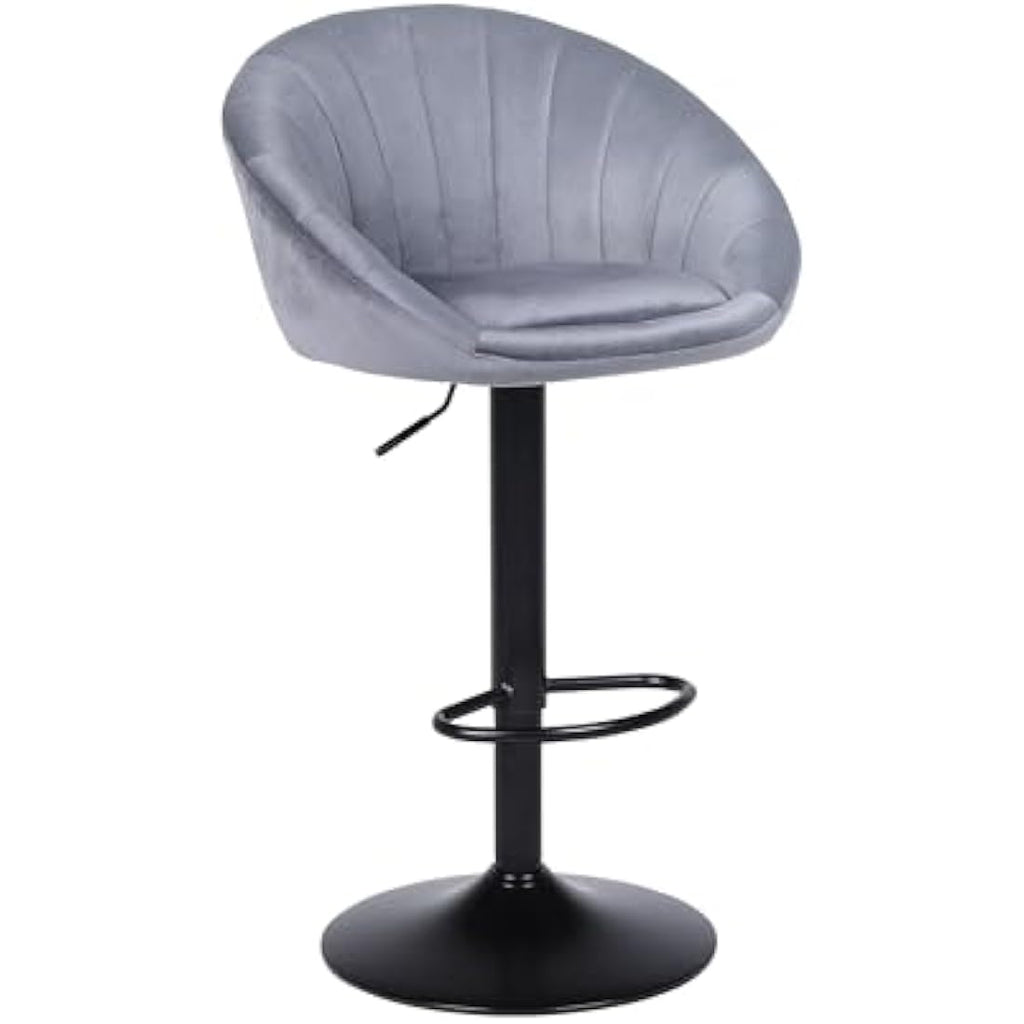 YERAIRR Grey Velvet Swivel Bar Stool | Adjustable Kitchen Stool