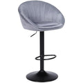 YERAIRR Grey Velvet Swivel Bar Stool | Adjustable Kitchen Stool