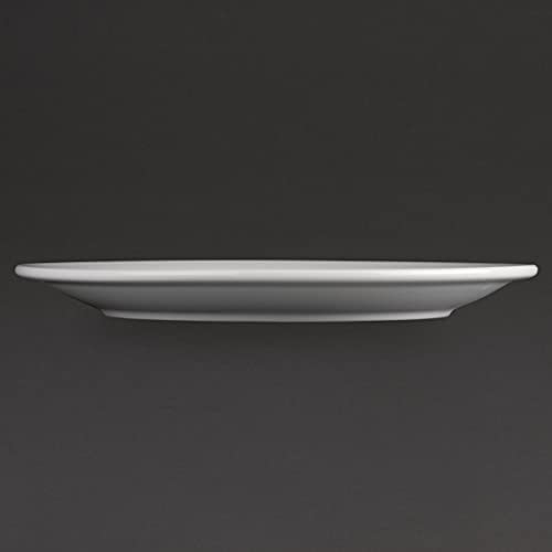 Athena Hotelware White Porcelain Narrow Rimmed Plates - Pack of 12