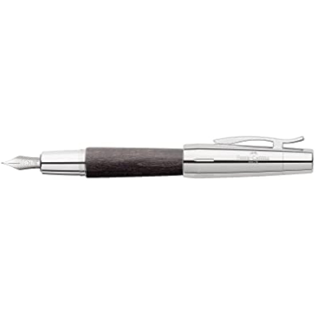 Faber-Castell E-Motion Fountain Pen – Black Pear Wood and Chrome, Fine Nib