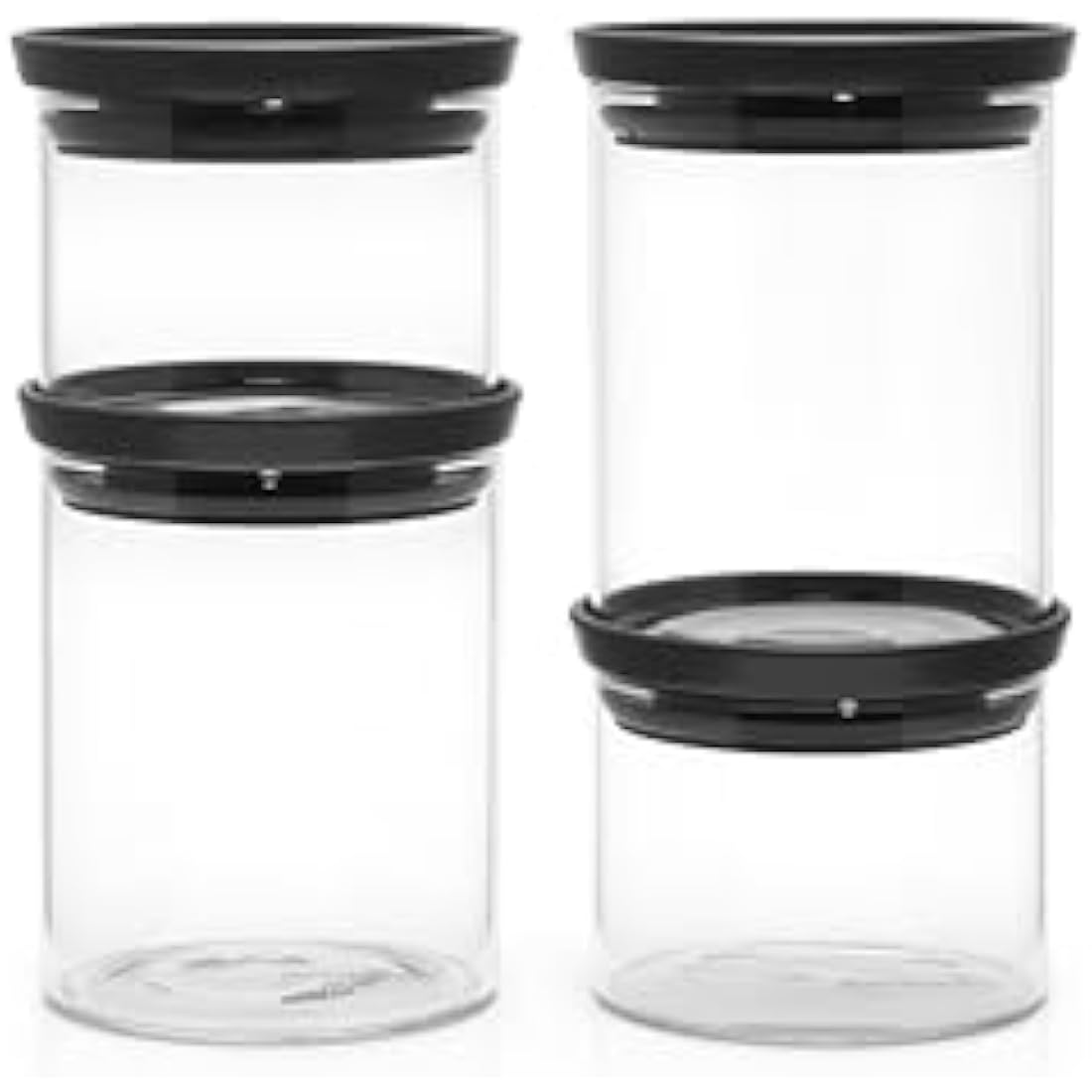 Brabantia Stackable Food Storage Jars - 4 Piece Set - Dark Grey