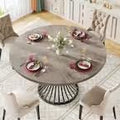 Tribesigns Round Dining Table for 4-6 People, Circle Kitchen Table, 75 CM Tall Farmhouse Dinning Room Tables, with Metal Base for Kitchen