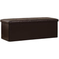 Bonlife Storage Ottoman | 140L Foldable Faux Leather Bed Bench - Brown