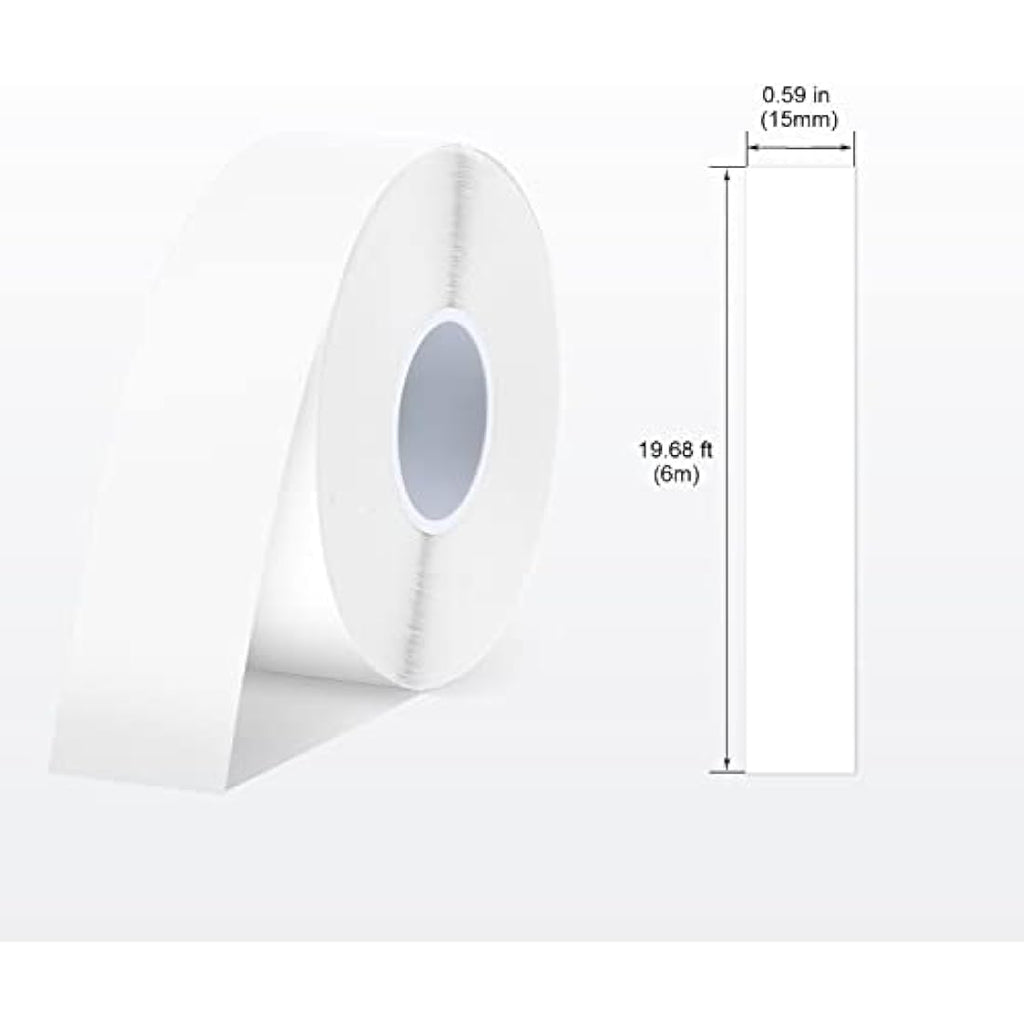 SUPVAN Label Maker Tape for E10 E11 E16 | 15mm x 6m White Thermal Refill