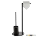 BVL Free Standing Toilet Roll Holder and Brush | Black Stainless Steel