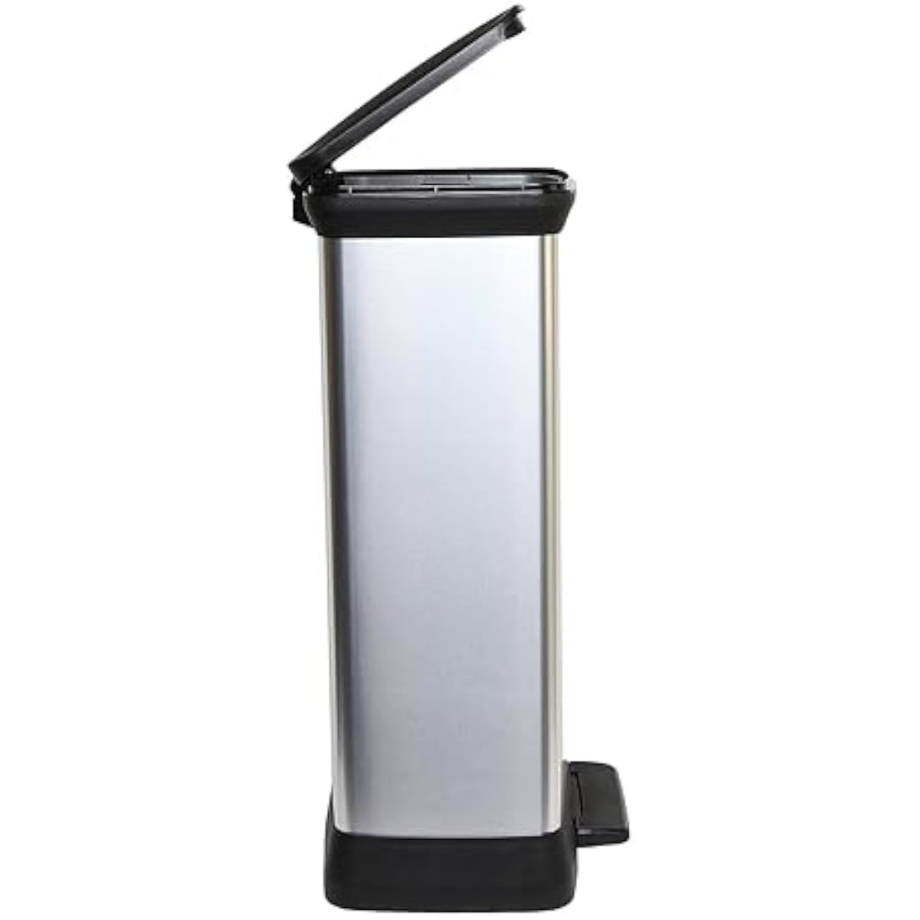 Curver 50L Kitchen Pedal Bin – Recycled Metal Effect Soft Close Silver