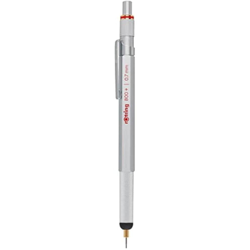 rOtring 800+ Mechanical Pencil & Stylus | 0.7mm Silver Hexagonal Barrel