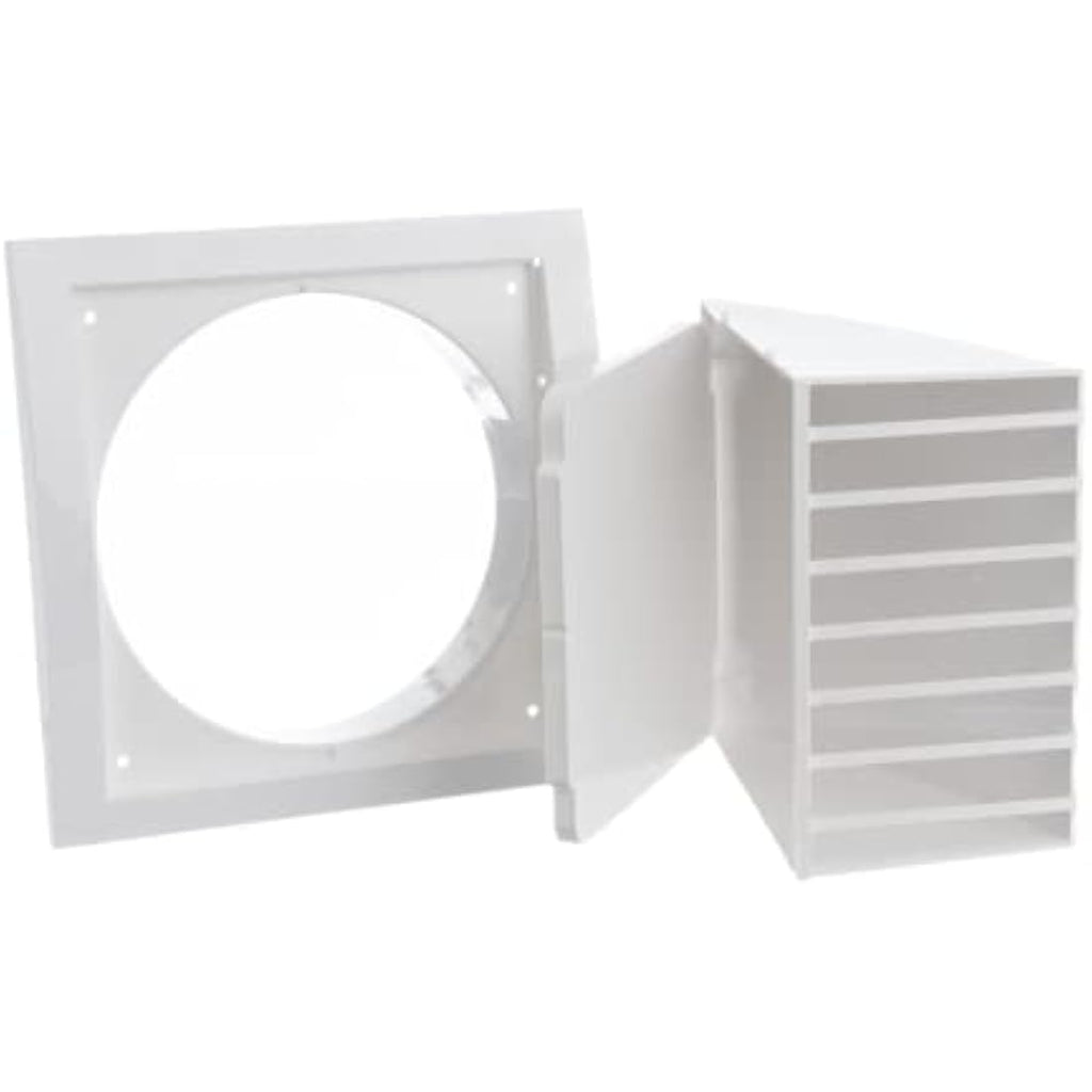 Jolof Store 150mm Cowled Duct Cover with Gravity Flap - White ABS