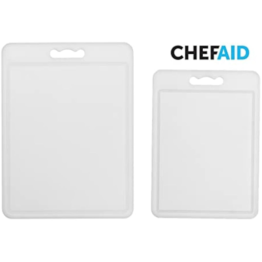 Chef Aid Non-Slip Chopping Board Twin Pack | White Plastic Cutting Boards