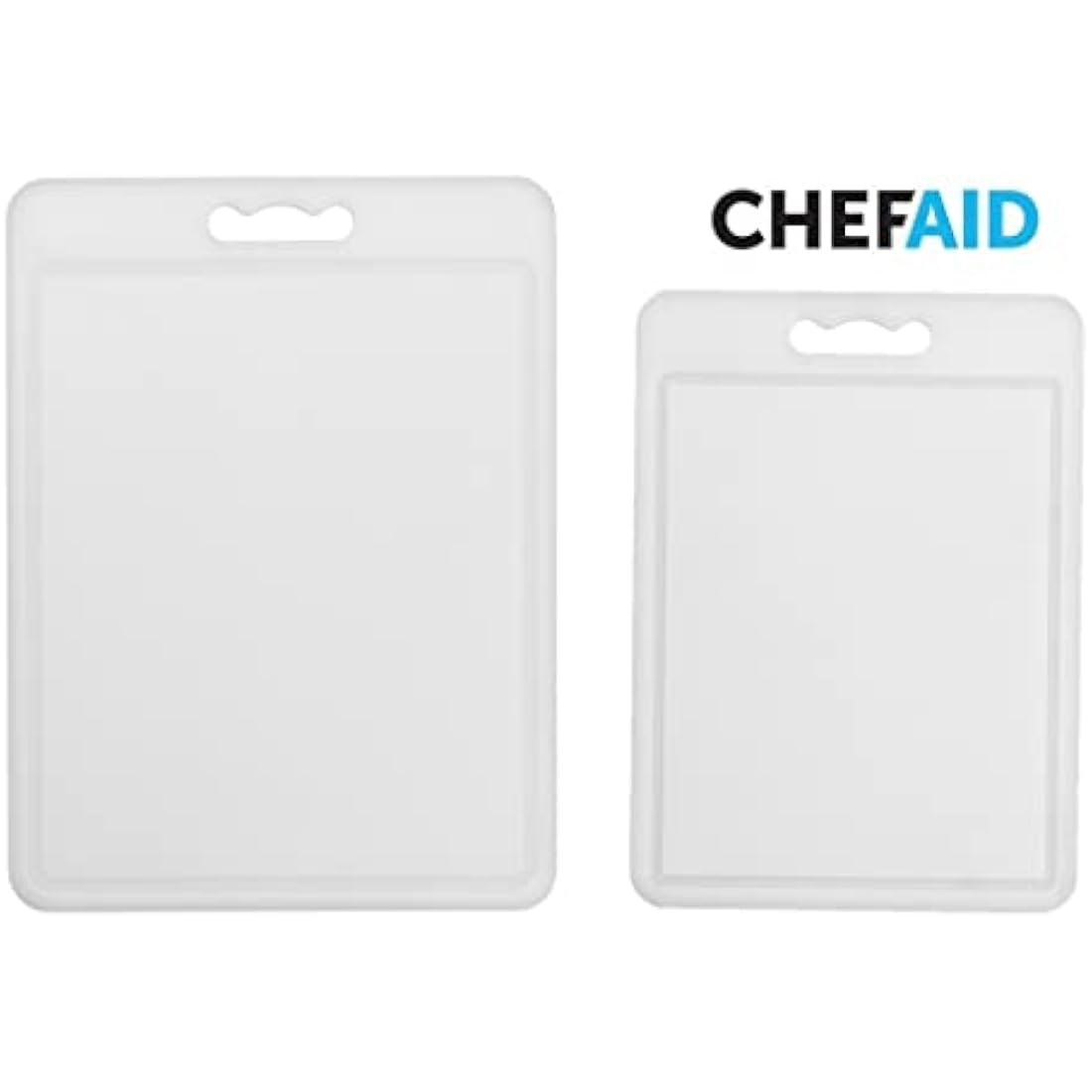 Chef Aid Non-Slip Chopping Board Twin Pack | White Plastic Cutting Boards