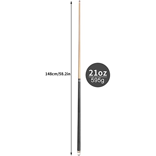 Aklot 58" Pool Cue – Canadian Maple Wood Billiard Stick, 21 oz