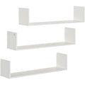 HOMCOM Set of 3 U-Shaped Floating Shelves – White Wooden Wall Storage