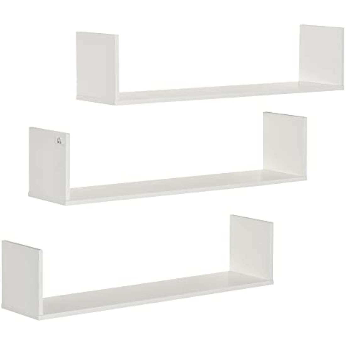 HOMCOM Set of 3 U-Shaped Floating Shelves – White Wooden Wall Storage