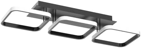 EIDISUNY Modern LED Ceiling Light – 33W Black 3-Rectangle Fixture