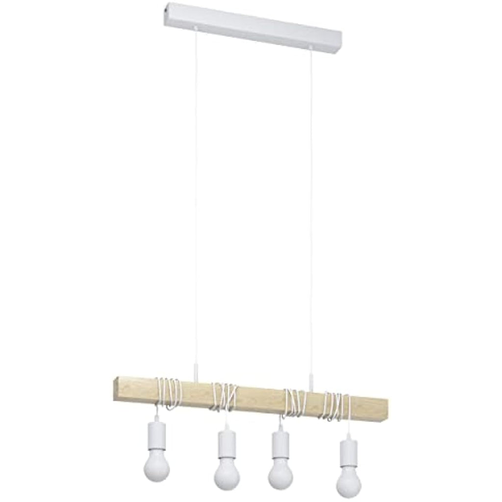Eglo Townshend 4-Light Vintage Pendant Lamp – Industrial Wood & Steel