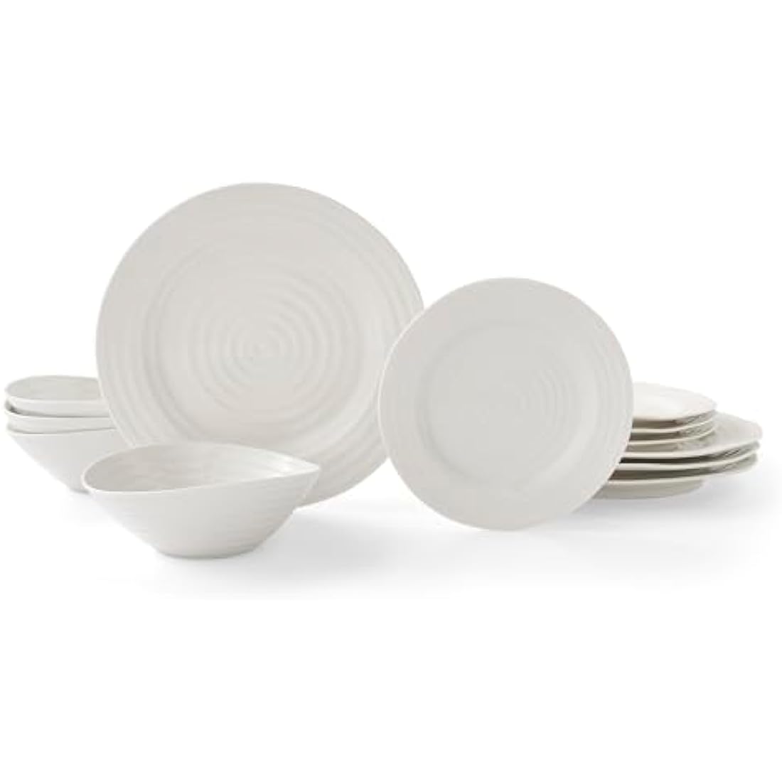 Portmeirion 12-Piece Porcelain Dinner Set – White Microwave Safe Plates