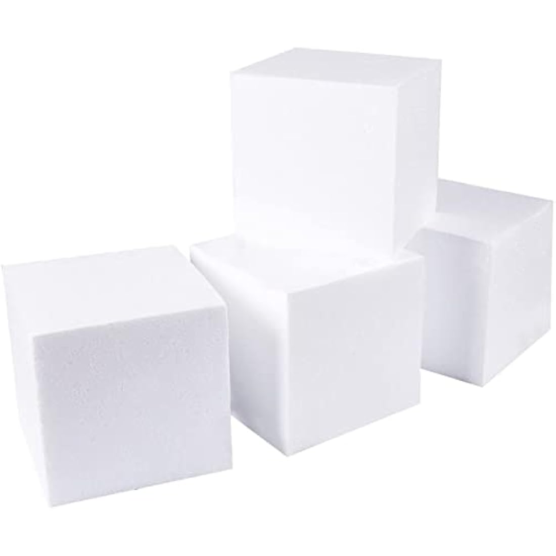 White Foam Cubes - 4 Pack Polystyrene Blocks for Crafts