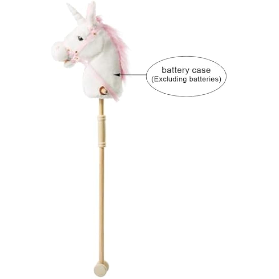 BEJOY Plush Unicorn Hobby Horse with Sound and Wood Wheels – White, 37"
