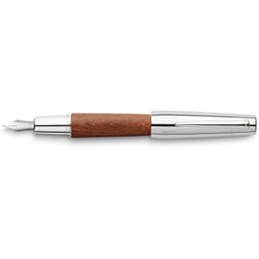 Faber-Castell E-motion Fountain Pen – Brown Wood & Chrome, EF Nib