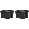 Tenlite 45L Heavy Duty Recycled Plastic Storage Boxes with Lids | Set of 2