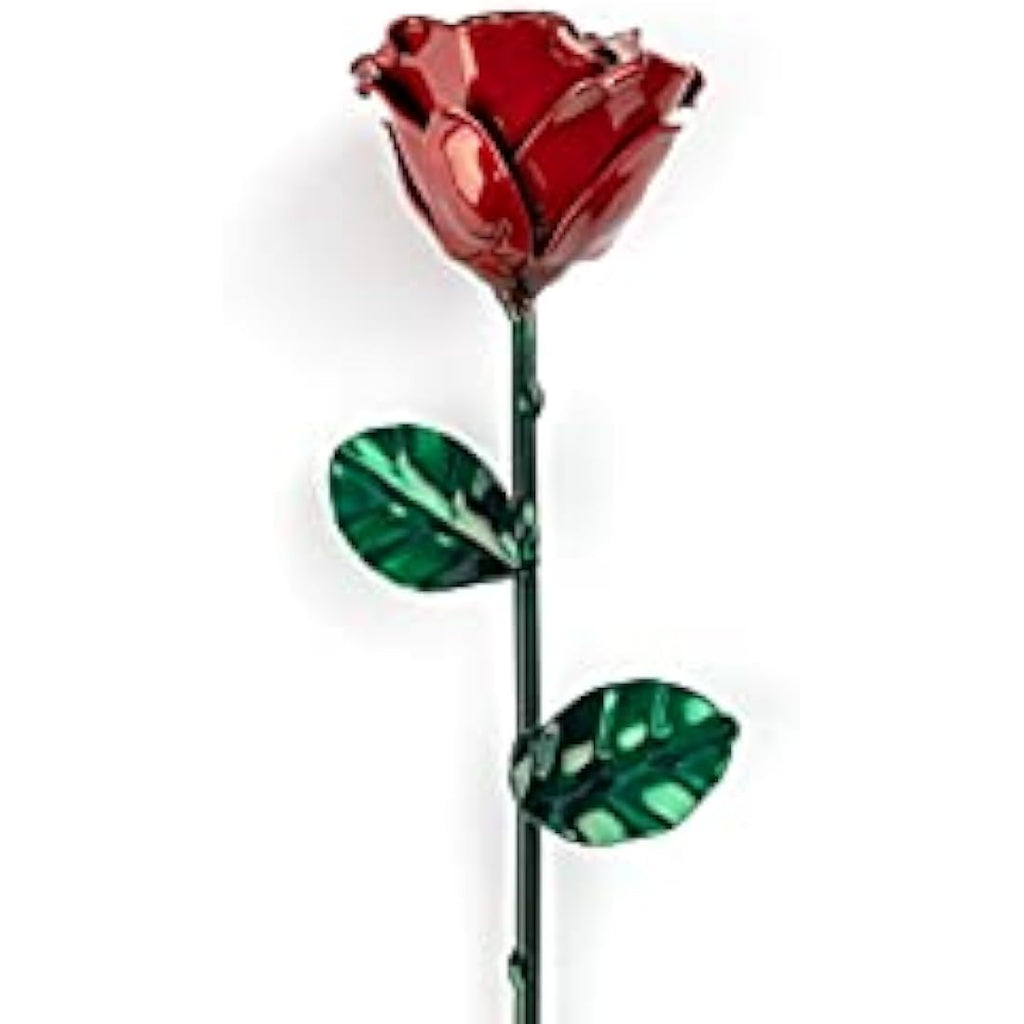 Forging Art Bcn Hand Forged Wrought Iron Eternal Rose - Red/Green