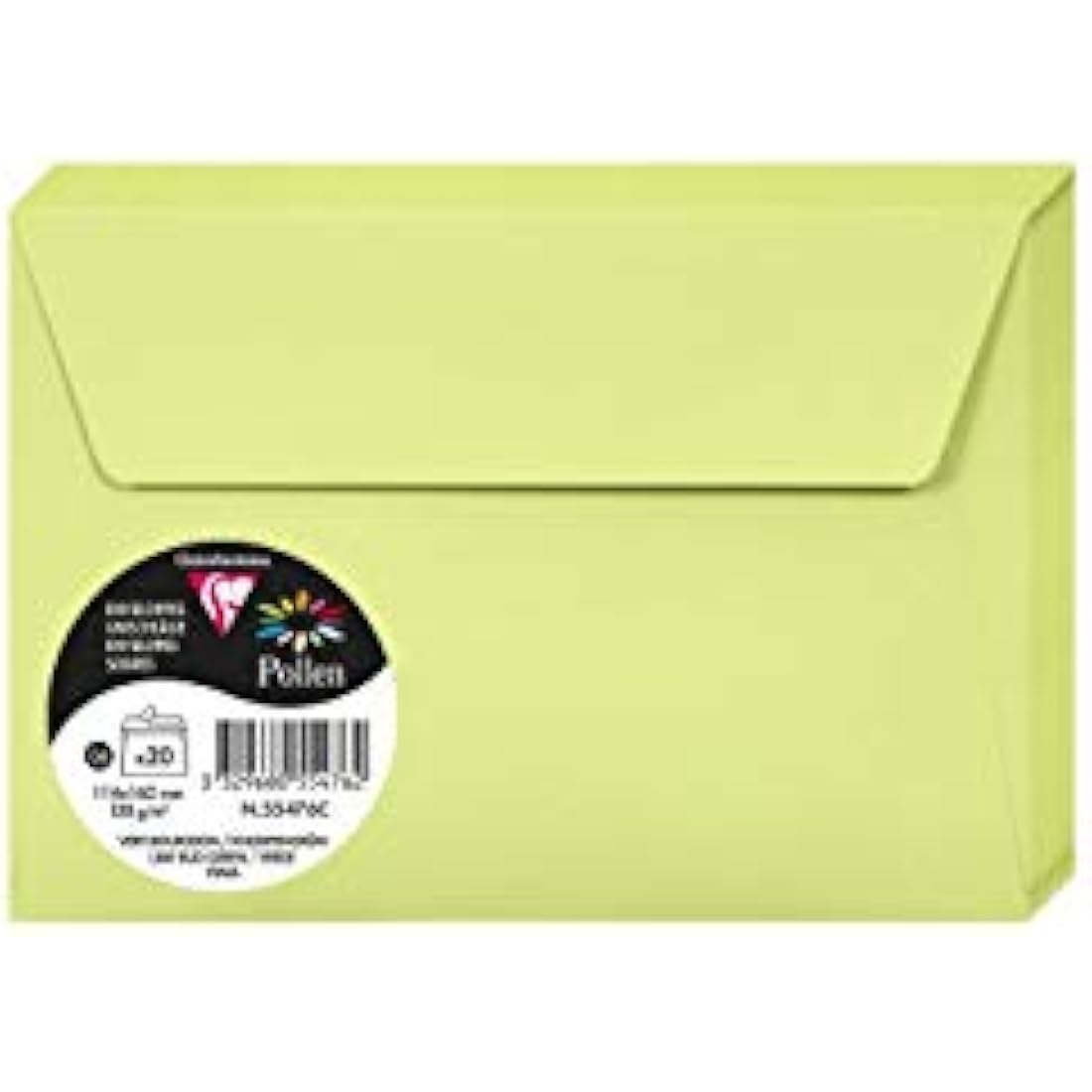 Clairefontaine Pollen C6 Adhesive Envelopes - Leaf Bud Green - 20 Pack