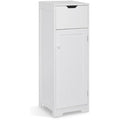 Jolof Store White MDF Bathroom Floor Cabinet with Drawer and Shelves