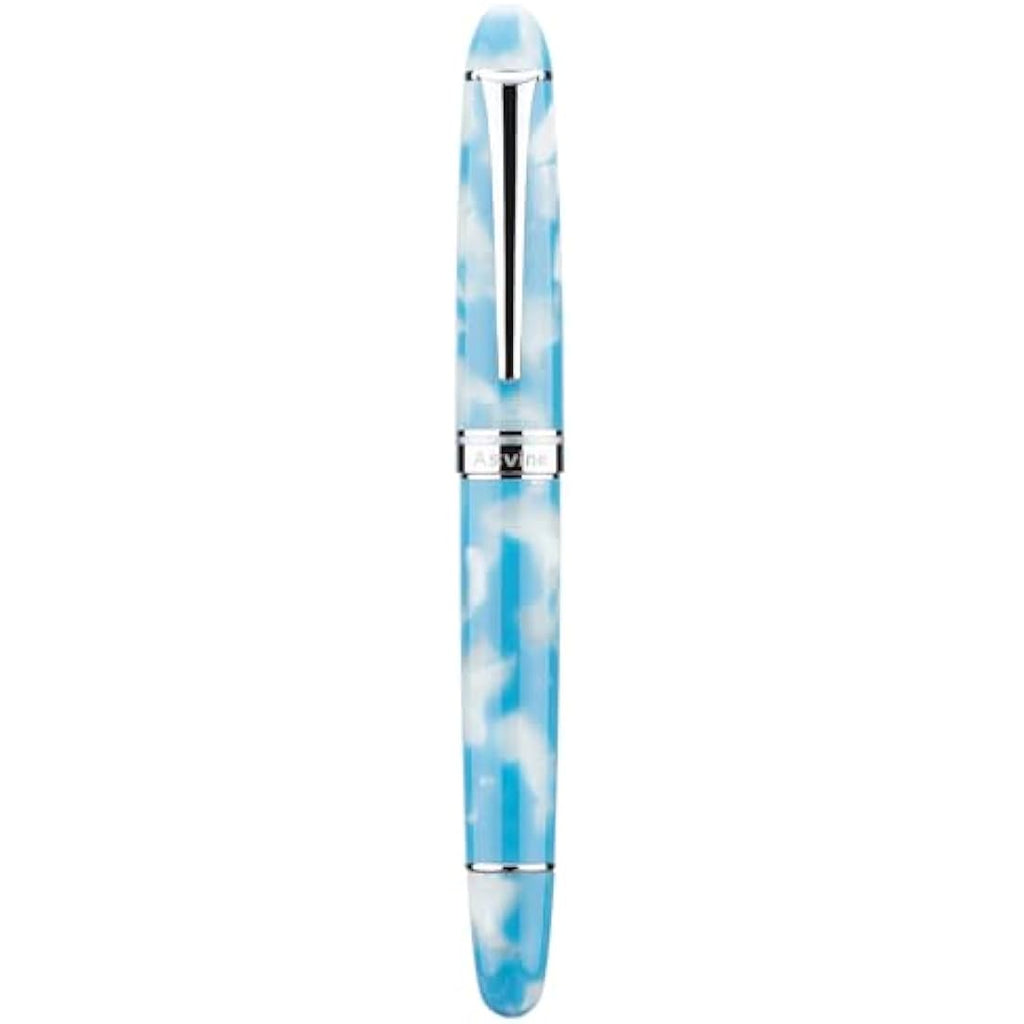 Asvine P50 Piston Fountain Pen | Sky Blue Resin Extra Fine Nib Gift Set