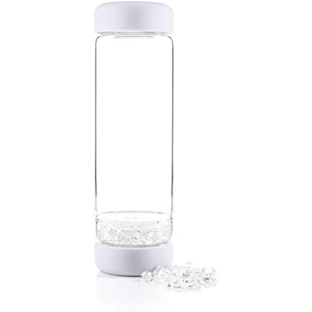 VitaJuwel inu! Crystal Water Bottle – Clear Quartz Borosilicate Glass