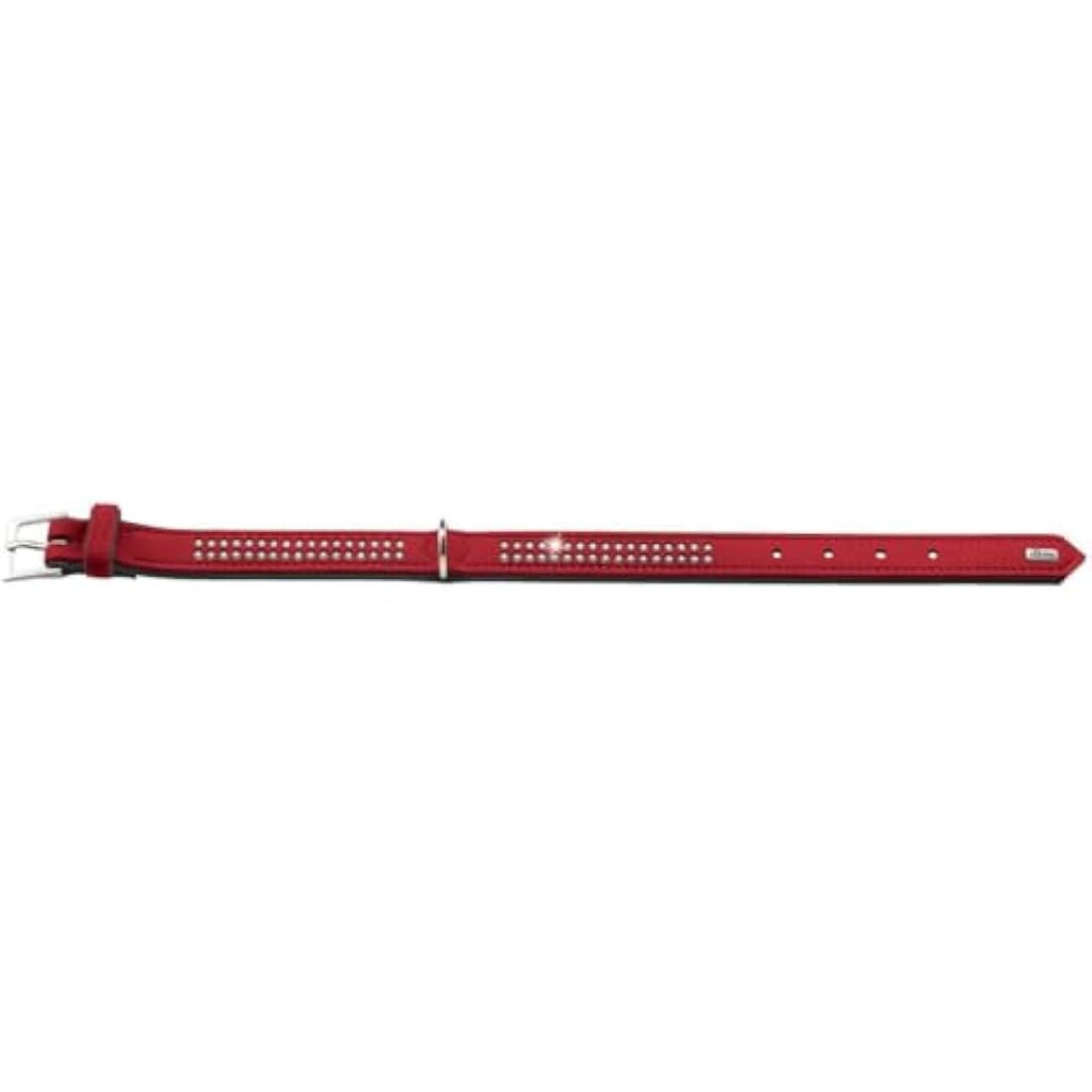 Hunter Softie Deluxe Red Leather Dog Collar with Swarovski Elements