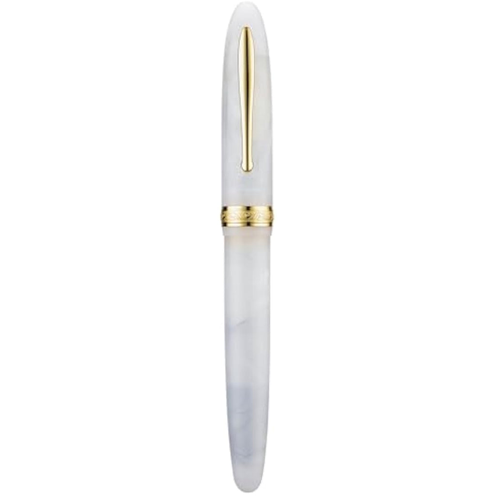 Hong Dian N9 Fountain Pen – Jade White Acrylic with Long Leaf Nib