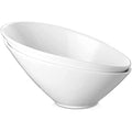 DOWAN White Porcelain Slanted Salad Bowls - 26oz Ceramic Serving Set of 2