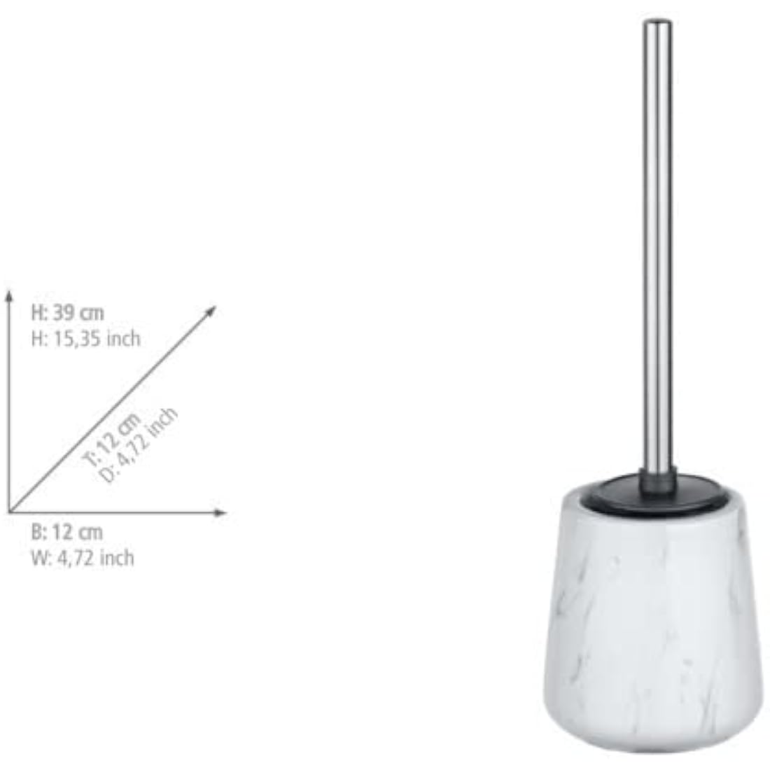 Leighton Denny Ceramic Toilet Brush Holder - White Marble Silicone Brush