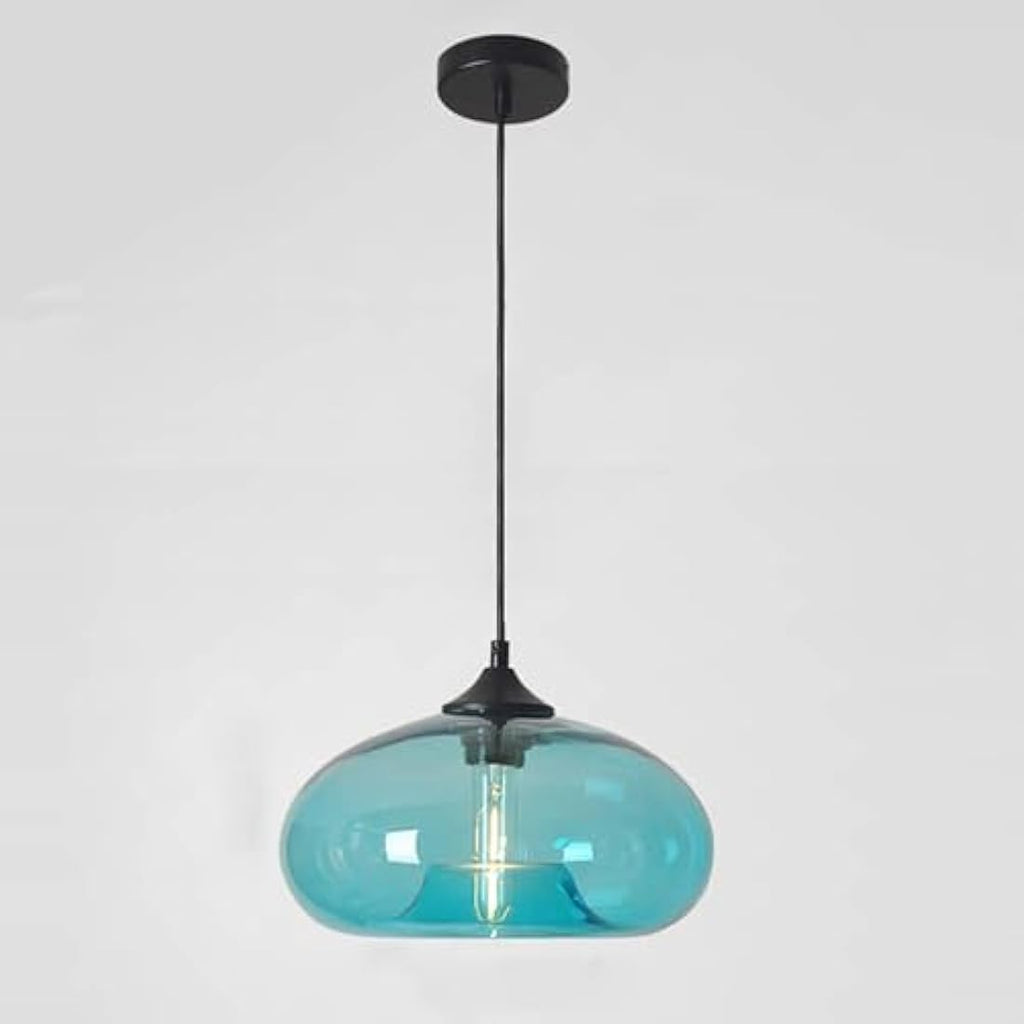 Jolof Store Industrial Glass Pendant Light – Turquoise Vintage E27 Lamp