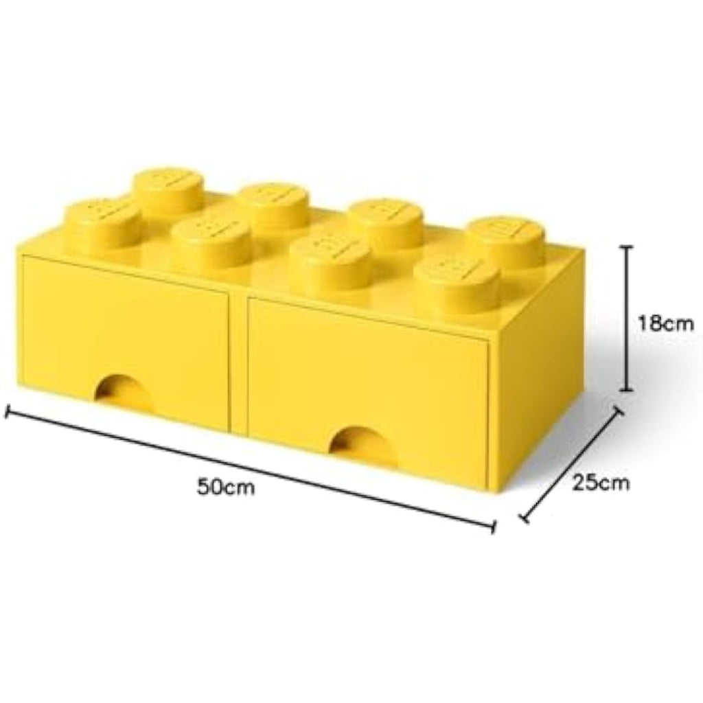 LEGO Storage Brick 8 with 2 Drawers – Yellow Stackable Toy Box