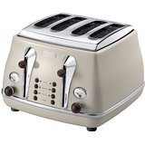 De'Longhi Icona Vintage 4-Slice Toaster – Beige & Mahogany CTOV4003BG