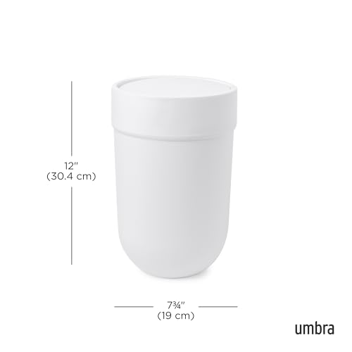 Umbra Touch Waste Bin with Lid – Modern White Plastic Trash Can