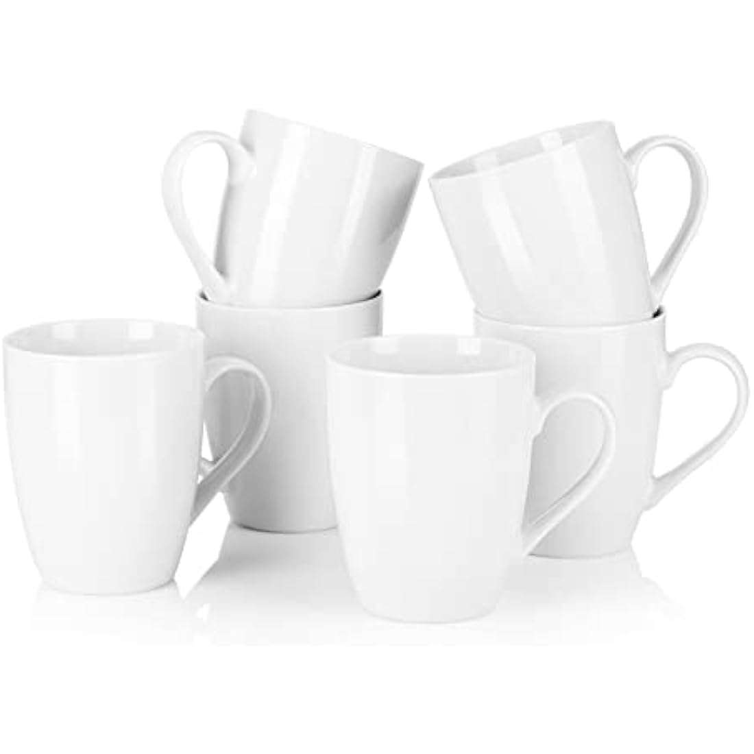 MALACASA Elisa 6-Piece Porcelain Coffee Mug Set | 340ML Ivory White