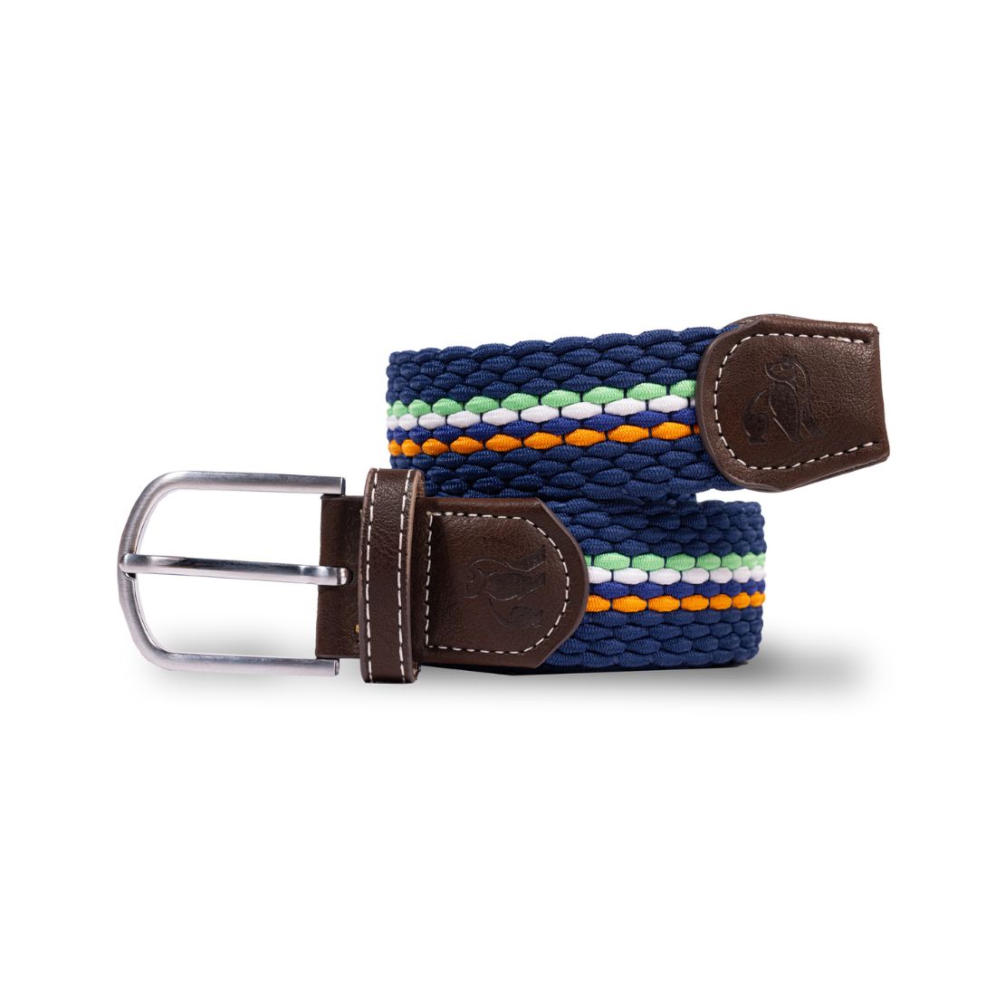 Swole Panda Recycled Woven Belt – Orange & Green Fine Stripe Elastic