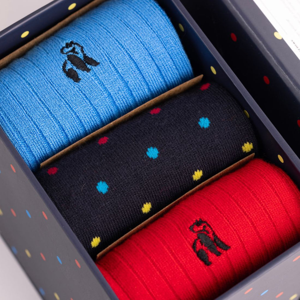 Swole Panda Men's Bamboo Socks Gift Box – 3 Pair Multi Spot Set